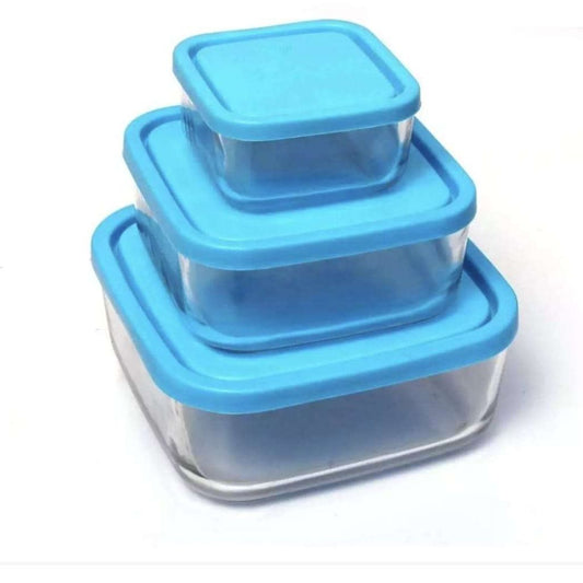 3pc Square Bowl Set With Lid