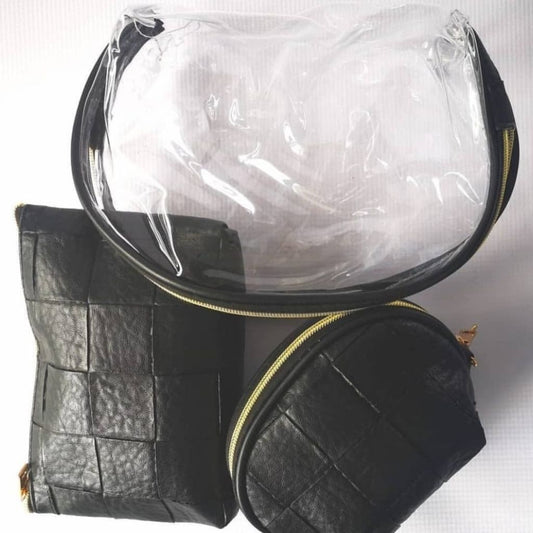 3pc Cosmetic Bag Set-Black