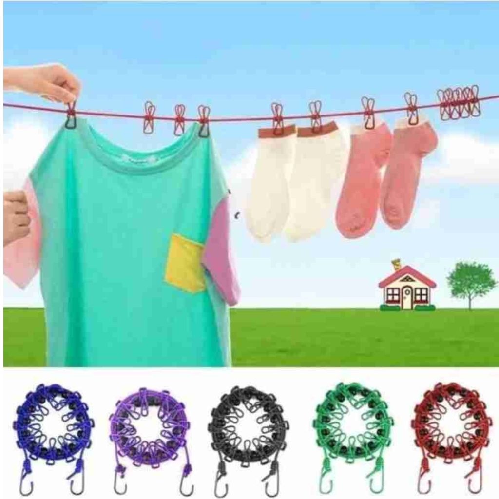 Portable Retractable Clothes Line Clips