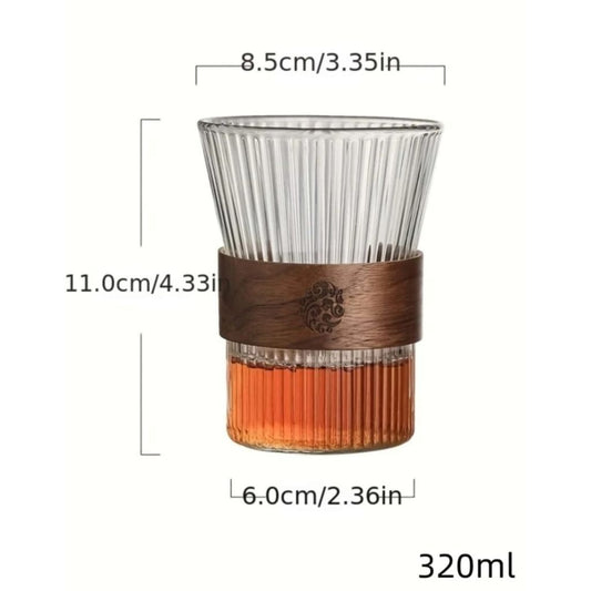 Vertical Glass Cup With Bamboo Ring