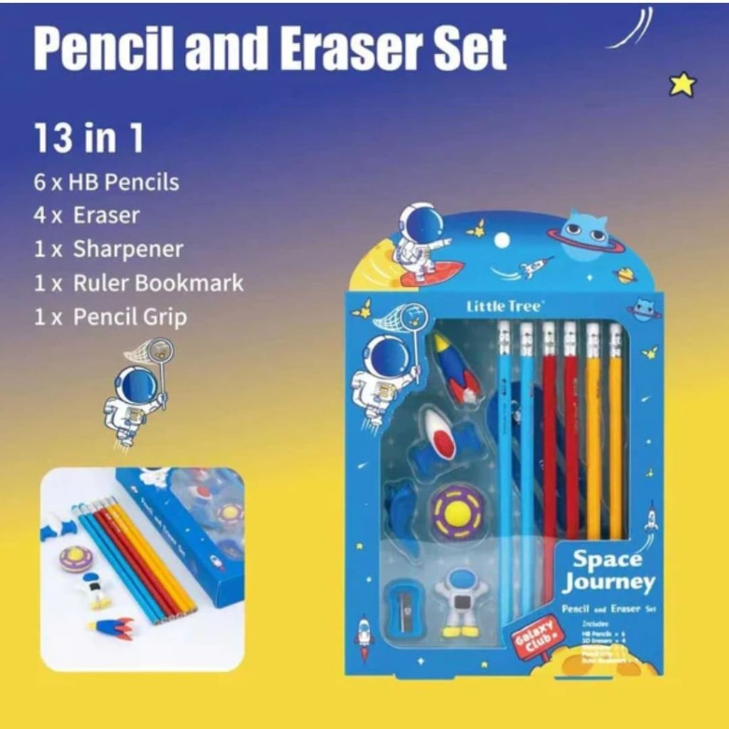 13pc pencil and eraser set 