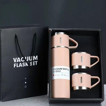 Flask And 3pc Cup Set