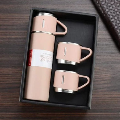 Flask And 3pc Cup Set