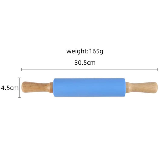 Silicone Rolling Pin With Wooden Handle 