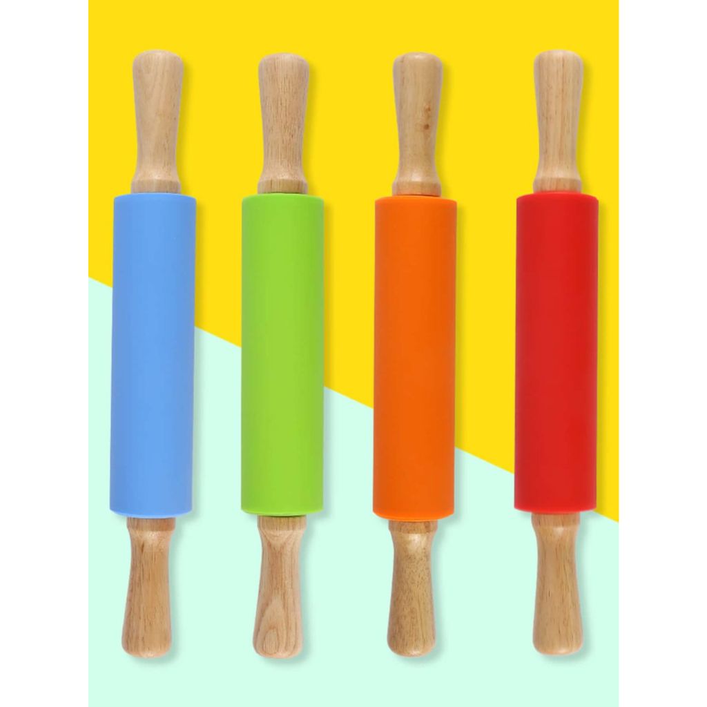 Silicone Rolling Pin With Wooden Handle 