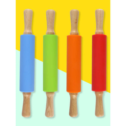 Silicone Rolling Pin With Wooden Handle 