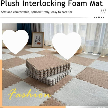 10pcs Fluffy Puzzle Foam Floor Mat-Cream