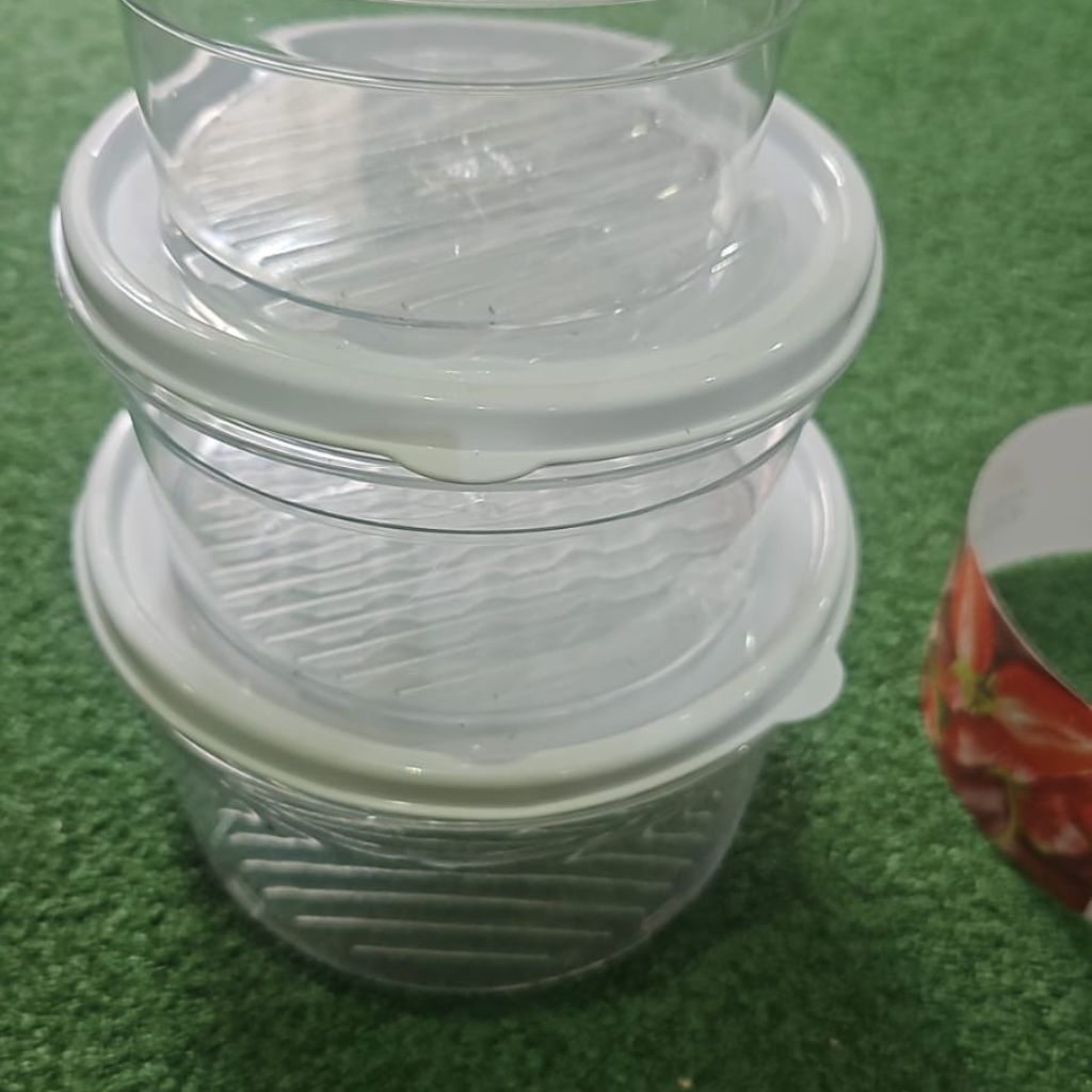 3pc Plastic Round Storage