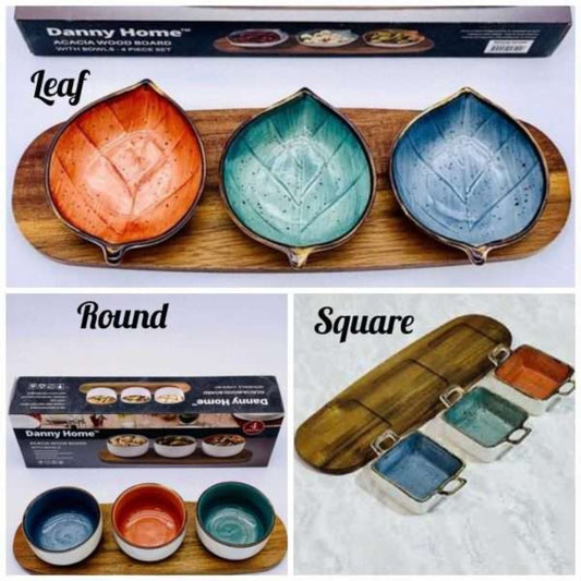 Danny Home Wood Board With Bowls 