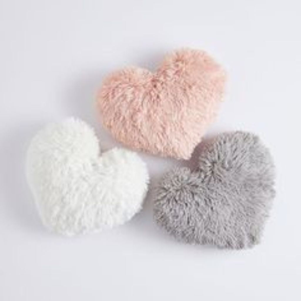 Heart Shaped Fur Scatter Cushion- Pink