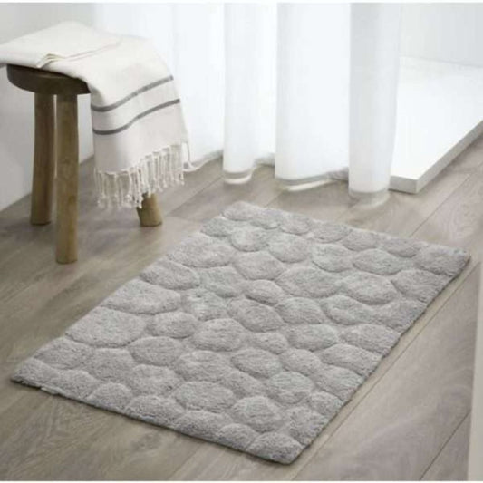 Plush Pebbled Non Slip Bath Mat-White