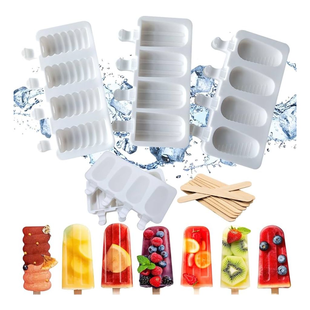 Silicone Ice Cream Mould 3 Slot Popsicle Shape 