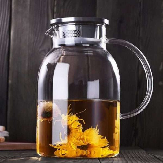 Glass Teapot with Spout and Stainless steel lid