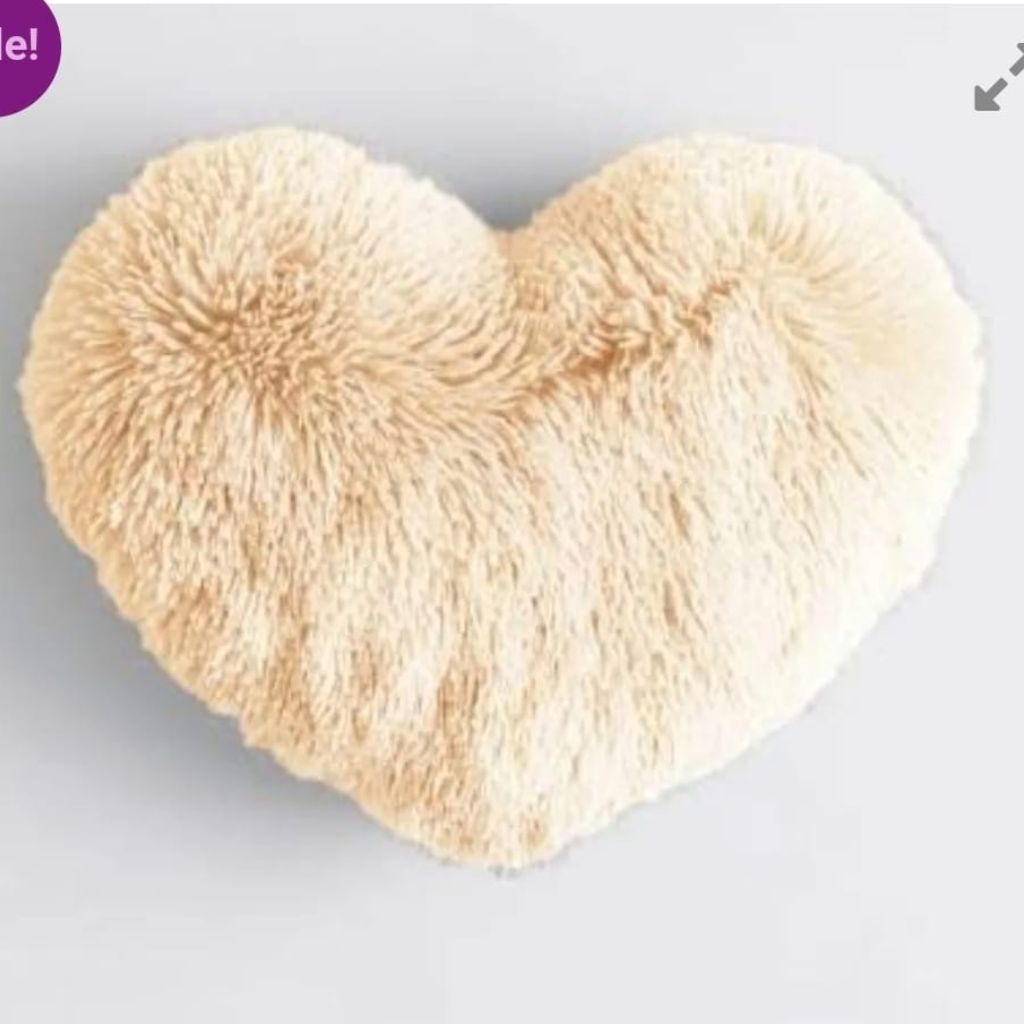 Heart Shaped Fur Scatter Cushion- Beige