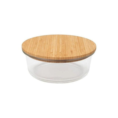 Round Glass Container with Bamboo Lid