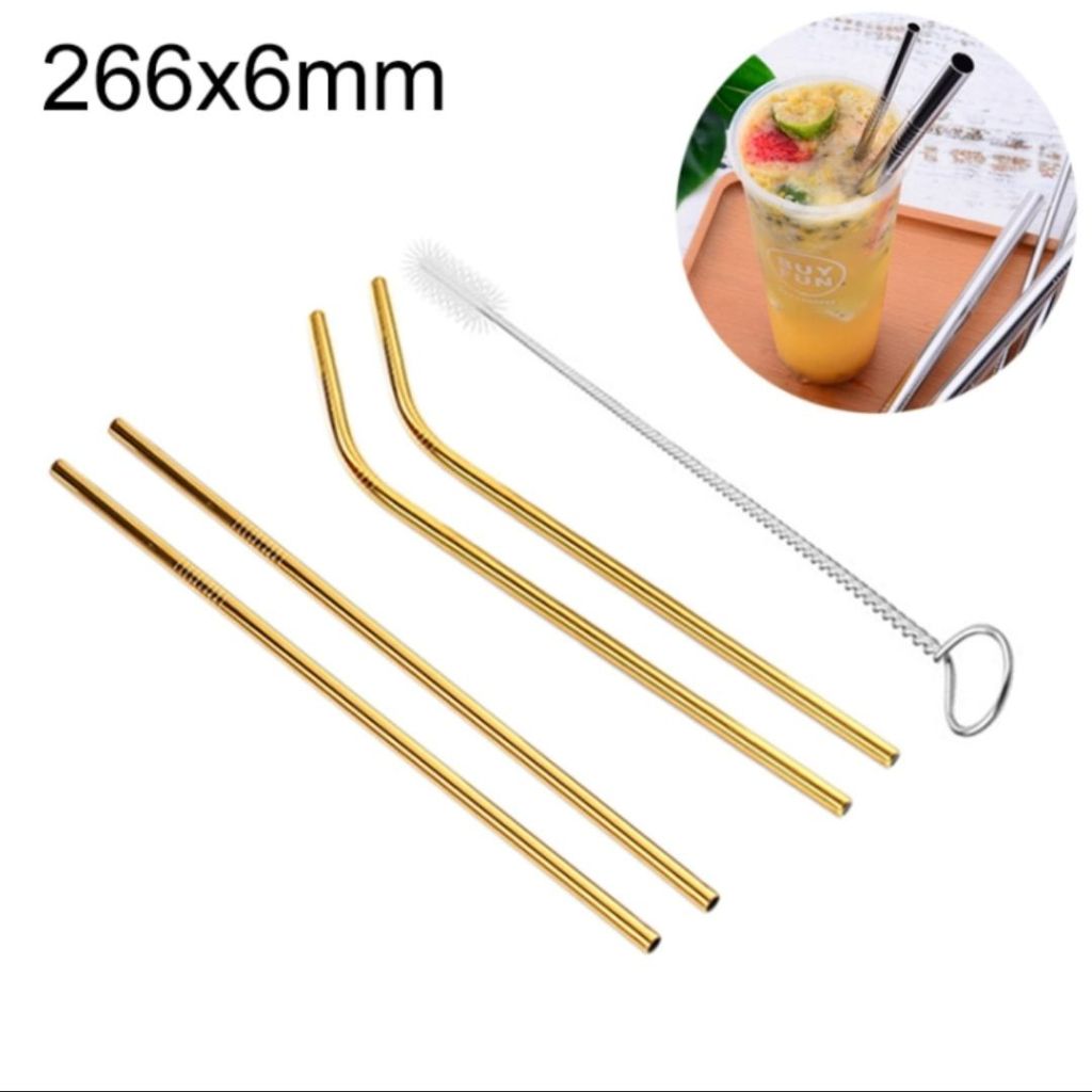 4pc Stainless Steel Straw with Cleaner