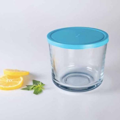 Paprik Glass Storage With Blue Lid