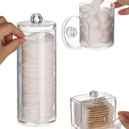 3pc Acrylic Cotton Bud Holder Set