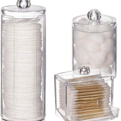 3pc Acrylic Cotton Bud Holder Set