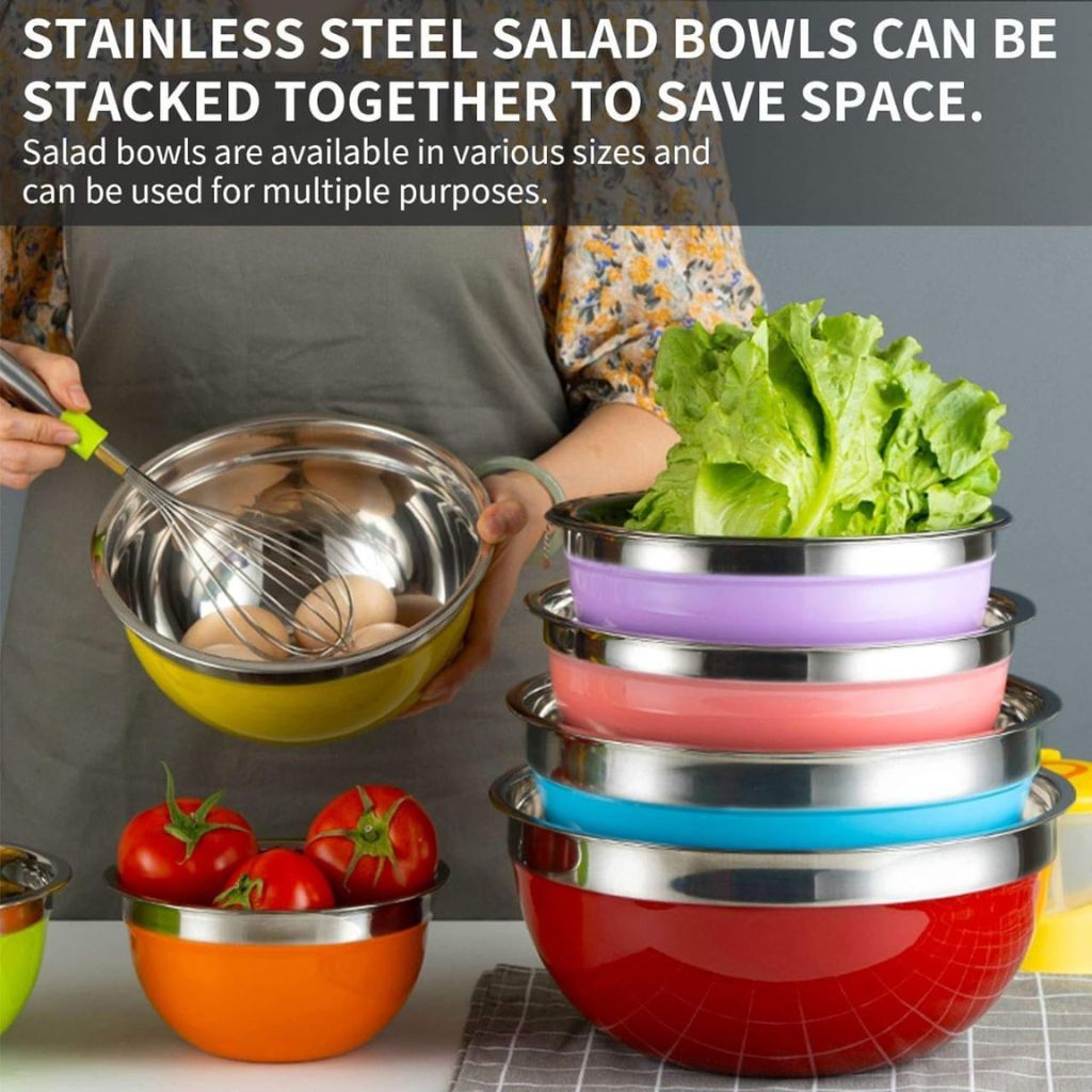 10pc Rainbow Stainless Steel Bowls with Lids