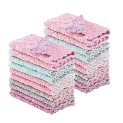 4pc Coral Fleece Kitchen Towels