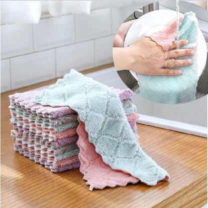 4pc Coral Fleece Kitchen Towels