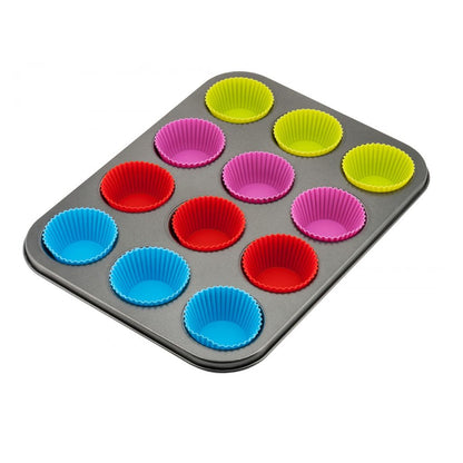 12 Cup Muffin Pan With Silicone Cups